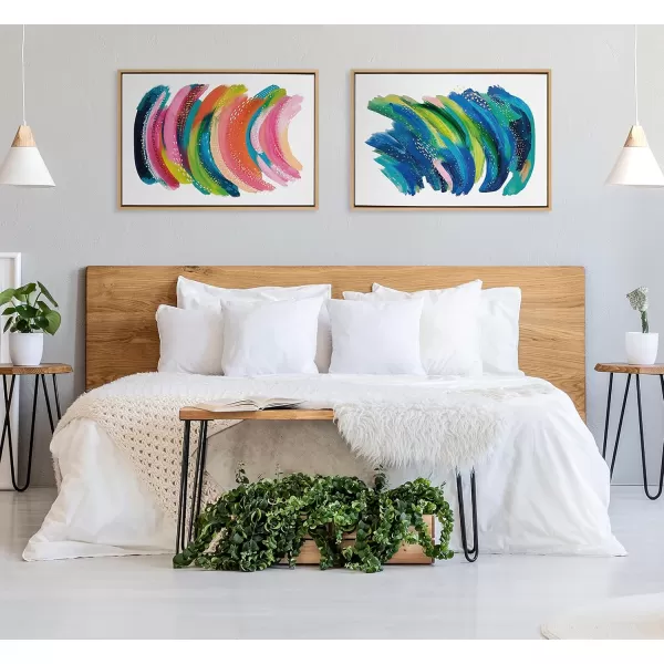 Kate and Laurel Sylvie Bright Abstract Framed Canvas Wall Art by Jessi Raulet of Ettavee 18x40 Gray Modern Colorful Brushstrokes Art for WallNatural