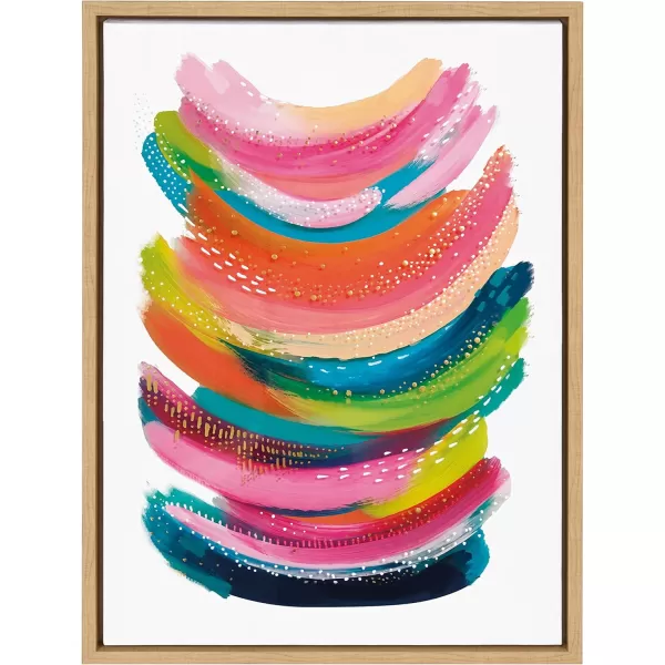 Kate and Laurel Sylvie Bright Abstract Framed Canvas Wall Art by Jessi Raulet of Ettavee 18x40 Gray Modern Colorful Brushstrokes Art for WallNatural