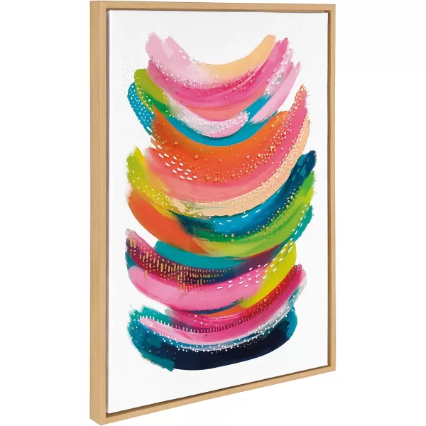 Kate and Laurel Sylvie Bright Abstract Framed Canvas Wall Art by Jessi Raulet of Ettavee 18x40 Gray Modern Colorful Brushstrokes Art for WallNatural