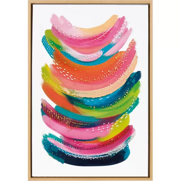 Kate and Laurel Sylvie Bright Abstract Framed Canvas Wall Art by Jessi Raulet of Ettavee 18x40 Gray Modern Colorful Brushstrokes Art for WallNatural