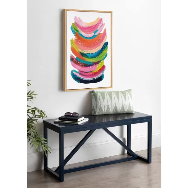 Kate and Laurel Sylvie Bright Abstract Framed Canvas Wall Art by Jessi Raulet of Ettavee 18x40 Gray Modern Colorful Brushstrokes Art for WallNatural