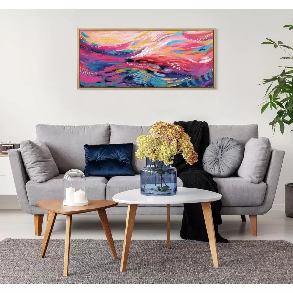 Kate and Laurel Sylvie Brush Strokes 90 Framed Canvas Wall Art by Jessi Raulet of EttaveeGold