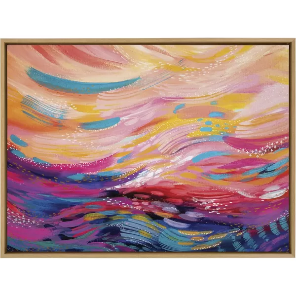 Kate and Laurel Sylvie Brush Strokes 90 Framed Canvas Wall Art by Jessi Raulet of EttaveeNatural