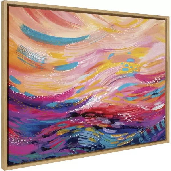Kate and Laurel Sylvie Brush Strokes 90 Framed Canvas Wall Art by Jessi Raulet of EttaveeNatural