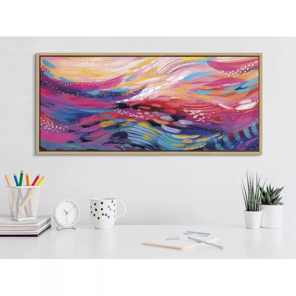Kate and Laurel Sylvie Brush Strokes 90 Framed Canvas Wall Art by Jessi Raulet of EttaveeNatural