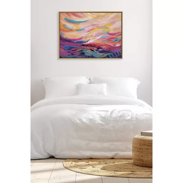 Kate and Laurel Sylvie Brush Strokes 90 Framed Canvas Wall Art by Jessi Raulet of EttaveeNatural