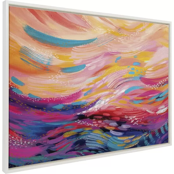 Kate and Laurel Sylvie Brush Strokes 90 Framed Canvas Wall Art by Jessi Raulet of EttaveeWhite