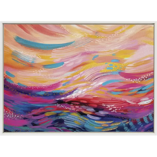 Kate and Laurel Sylvie Brush Strokes 90 Framed Canvas Wall Art by Jessi Raulet of EttaveeWhite