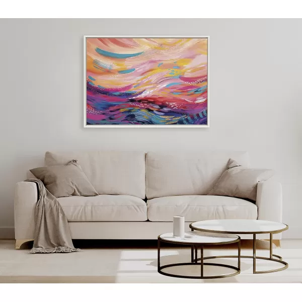 Kate and Laurel Sylvie Brush Strokes 90 Framed Canvas Wall Art by Jessi Raulet of EttaveeWhite