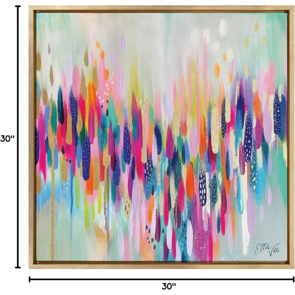 Kate and Laurel Sylvie Brushstroke 154 Framed Canvas Wall Art by Jessi Raulet of Ettavee 30x30 White Modern Abstract Colorful Fun Art for WallGold