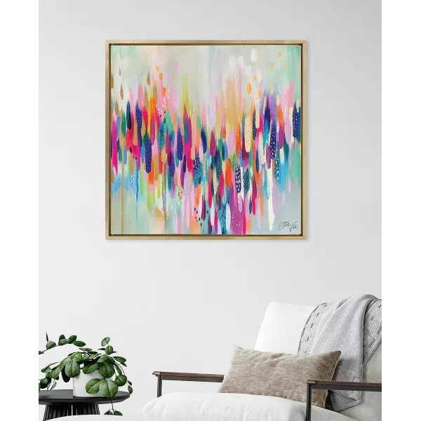 Kate and Laurel Sylvie Brushstroke 154 Framed Canvas Wall Art by Jessi Raulet of Ettavee 30x30 White Modern Abstract Colorful Fun Art for WallGold