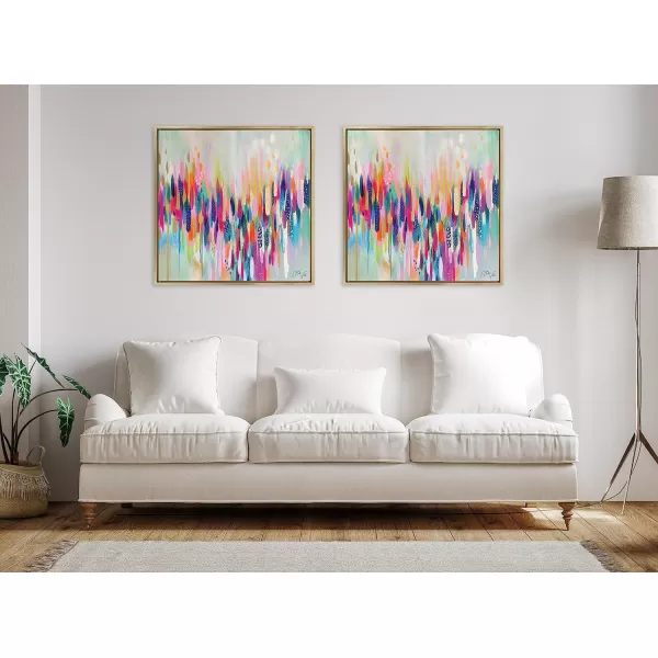 Kate and Laurel Sylvie Brushstroke 154 Framed Canvas Wall Art by Jessi Raulet of Ettavee 30x30 White Modern Abstract Colorful Fun Art for WallGold