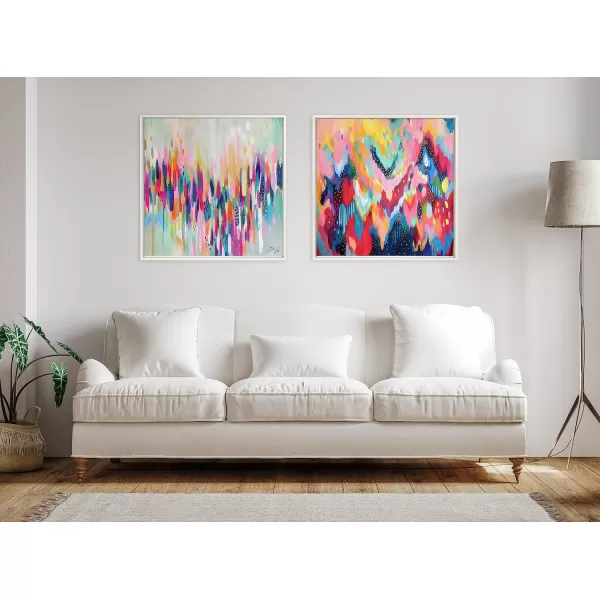 Kate and Laurel Sylvie Brushstroke 154 Framed Canvas Wall Art by Jessi Raulet of Ettavee 30x30 White Modern Abstract Colorful Fun Art for WallWhite