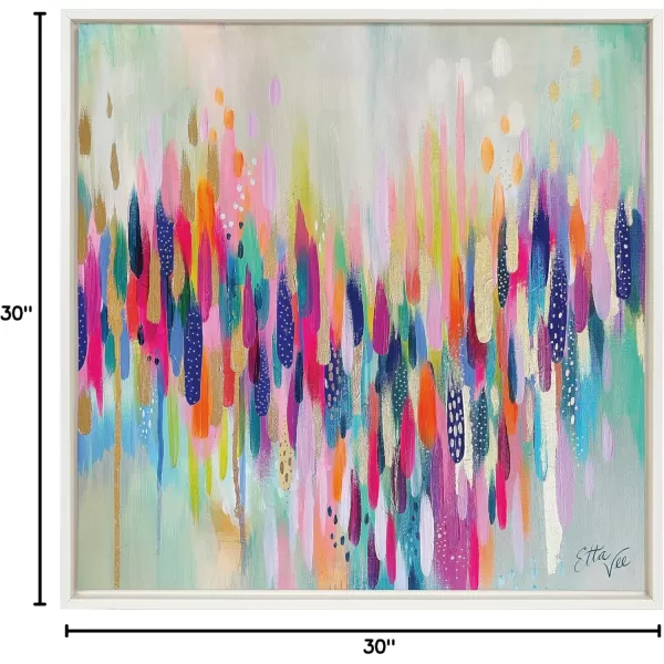 Kate and Laurel Sylvie Brushstroke 154 Framed Canvas Wall Art by Jessi Raulet of Ettavee 30x30 White Modern Abstract Colorful Fun Art for WallWhite