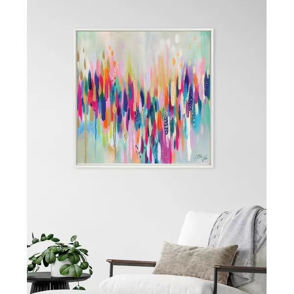 Kate and Laurel Sylvie Brushstroke 154 Framed Canvas Wall Art by Jessi Raulet of Ettavee 30x30 White Modern Abstract Colorful Fun Art for WallWhite