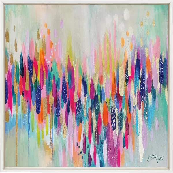 Kate and Laurel Sylvie Brushstroke 154 Framed Canvas Wall Art by Jessi Raulet of Ettavee 30x30 White Modern Abstract Colorful Fun Art for WallWhite