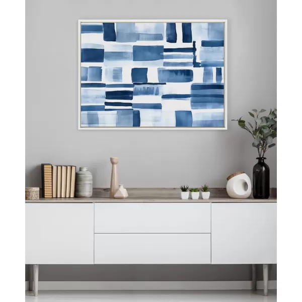 Kate and Laurel Sylvie Coastal Abstract Framed Canvas Wall Art by Amy Lighthall 315x415 White Modern Abstract Blue Art for WallWhite