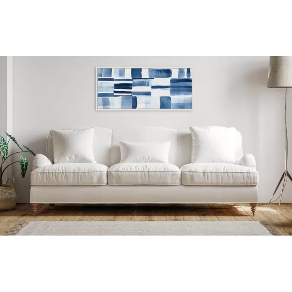 Kate and Laurel Sylvie Coastal Abstract Framed Canvas Wall Art by Amy Lighthall 315x415 White Modern Abstract Blue Art for WallWhite