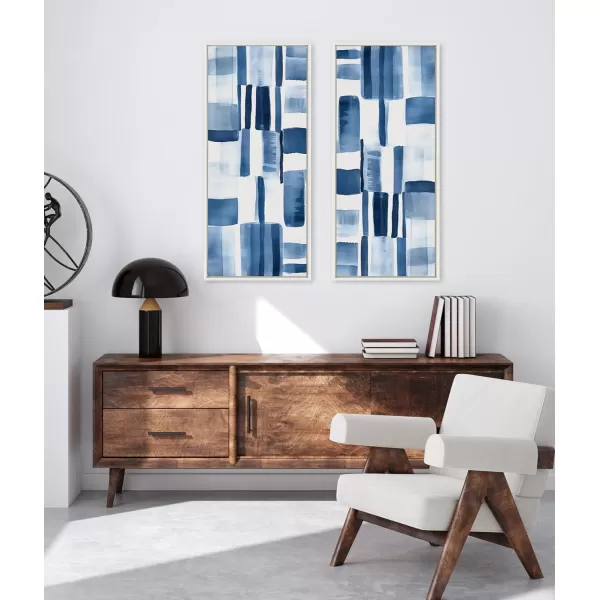 Kate and Laurel Sylvie Coastal Abstract Framed Canvas Wall Art by Amy Lighthall 315x415 White Modern Abstract Blue Art for WallWhite