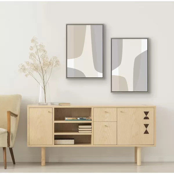Kate and Laurel Sylvie Comforting Curves Abstract Framed Canvas Wall Art Set by The Creative Bunch Studio 2 Piece Set 23x33 Gray Modern Neutral Abstract Wall Dcor Art Set