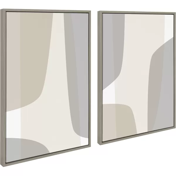 Kate and Laurel Sylvie Comforting Curves Abstract Framed Canvas Wall Art Set by The Creative Bunch Studio 2 Piece Set 23x33 Gray Modern Neutral Abstract Wall Dcor Art Set