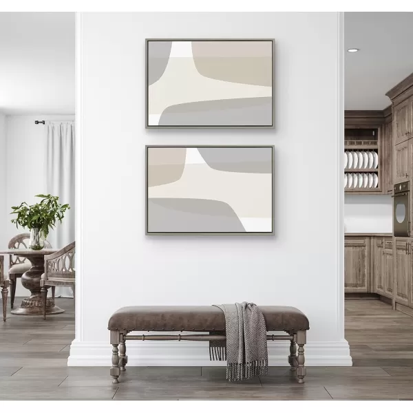 Kate and Laurel Sylvie Comforting Curves Abstract Framed Canvas Wall Art Set by The Creative Bunch Studio 2 Piece Set 23x33 Gray Modern Neutral Abstract Wall Dcor Art Set