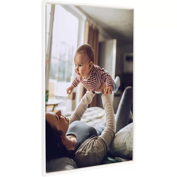 Kate and Laurel Sylvie Custom Printed Framed Canvas Wall Art 33x23 Dark Gray Personal Canvas Print with Your Photos for Bedroom or Living Room Gallery Wall Decor  Printed and Hand Framed in the USABeaded White