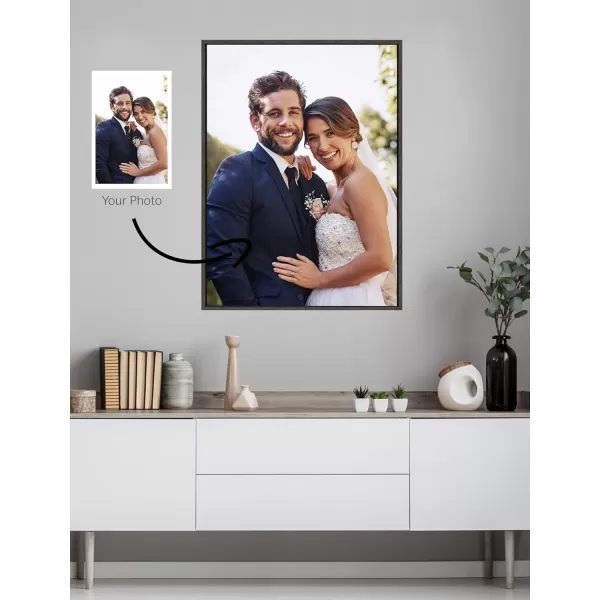 Kate and Laurel Sylvie Custom Printed Framed Canvas Wall Art 33x23 Dark Gray Personal Canvas Print with Your Photos for Bedroom or Living Room Gallery Wall Decor  Printed and Hand Framed in the USADark Gray
