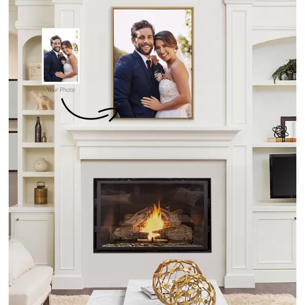 Kate and Laurel Sylvie Custom Printed Framed Canvas Wall Art 33x23 Dark Gray Personal Canvas Print with Your Photos for Bedroom or Living Room Gallery Wall Decor  Printed and Hand Framed in the USANatural