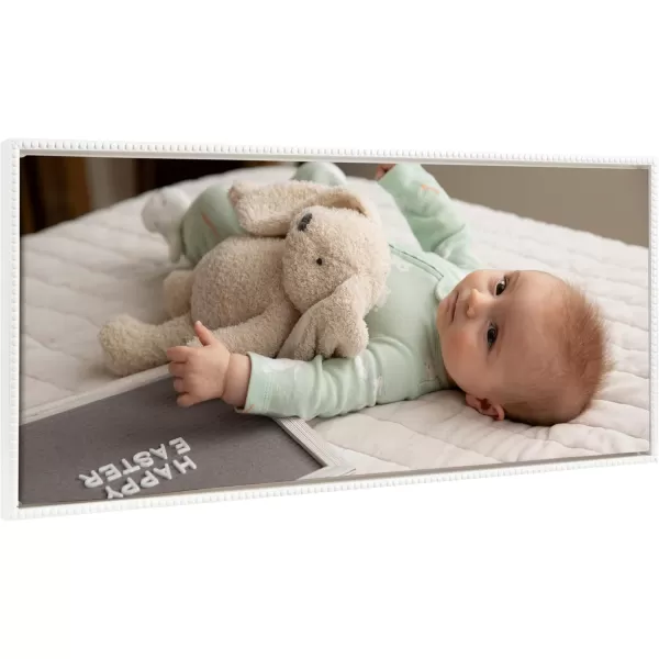 Kate and Laurel Sylvie Custom Printed Framed Canvas Wall Art 33x23 Dark Gray Personal Canvas Print with Your Photos for Bedroom or Living Room Gallery Wall Decor  Printed and Hand Framed in the USABeaded White