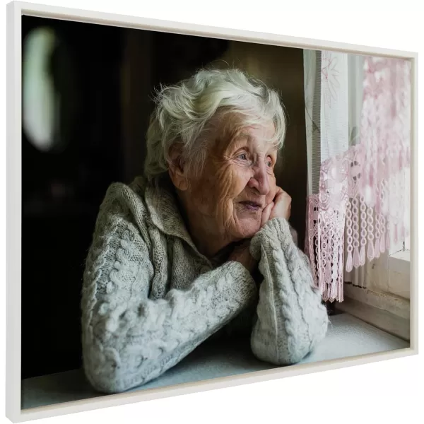 Kate and Laurel Sylvie Custom Printed Framed Canvas Wall Art 33x23 Dark Gray Personal Canvas Print with Your Photos for Bedroom or Living Room Gallery Wall Decor  Printed and Hand Framed in the USAWhite