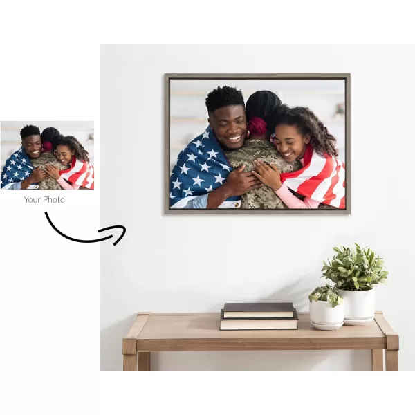 Kate and Laurel Sylvie Custom Printed Framed Canvas Wall Art 33x23 Dark Gray Personal Canvas Print with Your Photos for Bedroom or Living Room Gallery Wall Decor  Printed and Hand Framed in the USAGray
