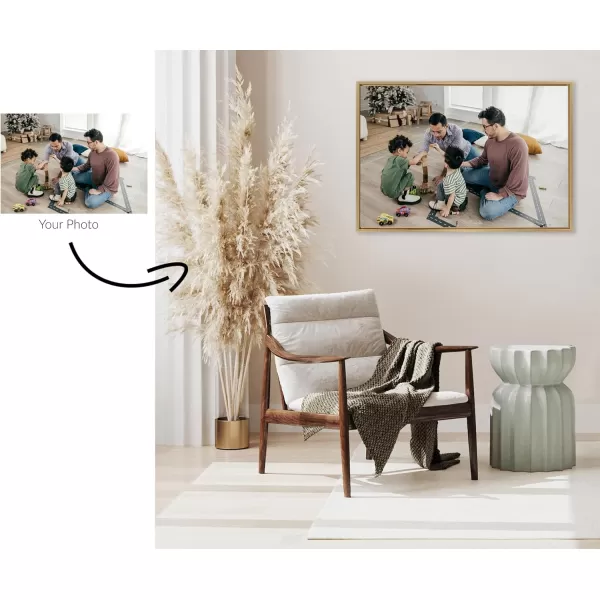 Kate and Laurel Sylvie Custom Printed Framed Canvas Wall Art 33x23 Dark Gray Personal Canvas Print with Your Photos for Bedroom or Living Room Gallery Wall Decor  Printed and Hand Framed in the USABright Gold