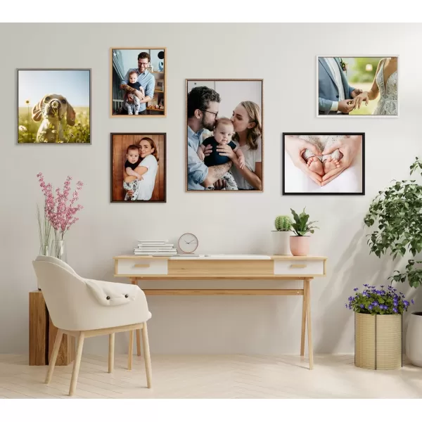 Kate and Laurel Sylvie Custom Printed Framed Canvas Wall Art 33x23 Dark Gray Personal Canvas Print with Your Photos for Bedroom or Living Room Gallery Wall Decor  Printed and Hand Framed in the USAWhite