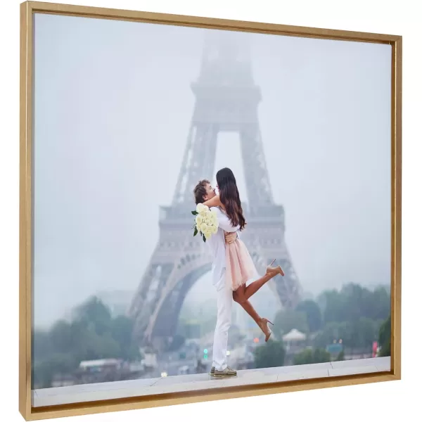 Kate and Laurel Sylvie Custom Printed Framed Canvas Wall Art 33x23 Dark Gray Personal Canvas Print with Your Photos for Bedroom or Living Room Gallery Wall Decor  Printed and Hand Framed in the USABright Gold