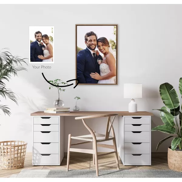 Kate and Laurel Sylvie Custom Printed Framed Canvas Wall Art 33x23 Dark Gray Personal Canvas Print with Your Photos for Bedroom or Living Room Gallery Wall Decor  Printed and Hand Framed in the USAGold