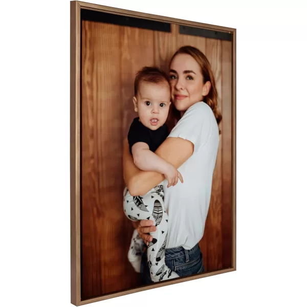 Kate and Laurel Sylvie Custom Printed Framed Canvas Wall Art 33x23 Dark Gray Personal Canvas Print with Your Photos for Bedroom or Living Room Gallery Wall Decor  Printed and Hand Framed in the USAGold