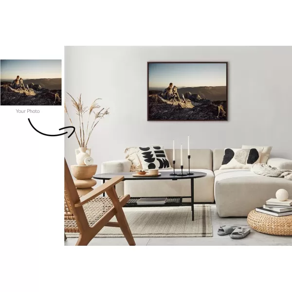 Kate and Laurel Sylvie Custom Printed Framed Canvas Wall Art 33x23 Dark Gray Personal Canvas Print with Your Photos for Bedroom or Living Room Gallery Wall Decor  Printed and Hand Framed in the USABrown