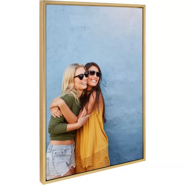 Kate and Laurel Sylvie Custom Printed Framed Canvas Wall Art 33x23 Dark Gray Personal Canvas Print with Your Photos for Bedroom or Living Room Gallery Wall Decor  Printed and Hand Framed in the USABright Gold