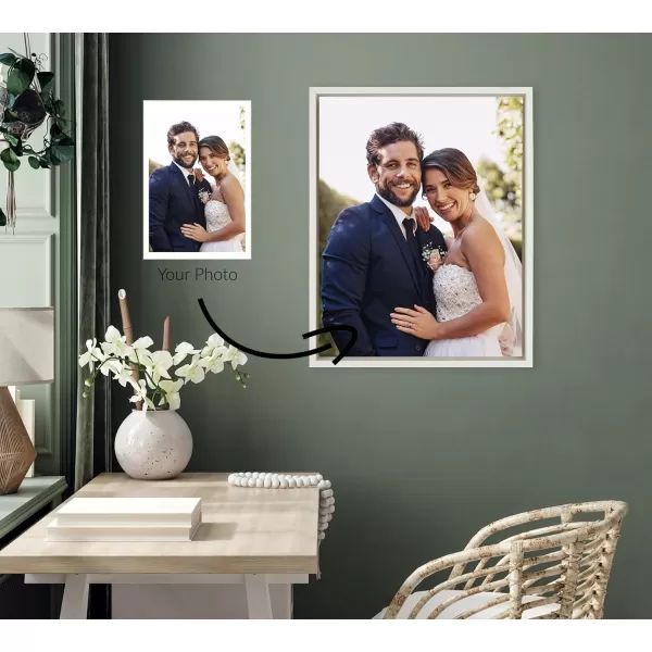 Kate and Laurel Sylvie Custom Printed Framed Canvas Wall Art 33x23 Dark Gray Personal Canvas Print with Your Photos for Bedroom or Living Room Gallery Wall Decor  Printed and Hand Framed in the USAWhite