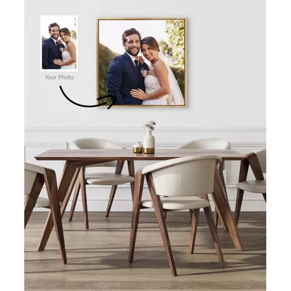 Kate and Laurel Sylvie Custom Printed Framed Canvas Wall Art 33x23 Dark Gray Personal Canvas Print with Your Photos for Bedroom or Living Room Gallery Wall Decor  Printed and Hand Framed in the USABright Gold