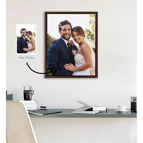 Kate and Laurel Sylvie Custom Printed Framed Canvas Wall Art 33x23 Dark Gray Personal Canvas Print with Your Photos for Bedroom or Living Room Gallery Wall Decor  Printed and Hand Framed in the USABrown