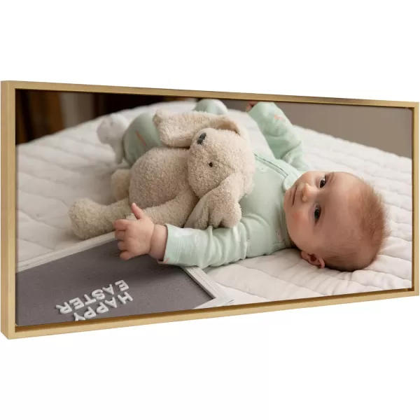 Kate and Laurel Sylvie Custom Printed Framed Canvas Wall Art 33x23 Dark Gray Personal Canvas Print with Your Photos for Bedroom or Living Room Gallery Wall Decor  Printed and Hand Framed in the USABright Gold
