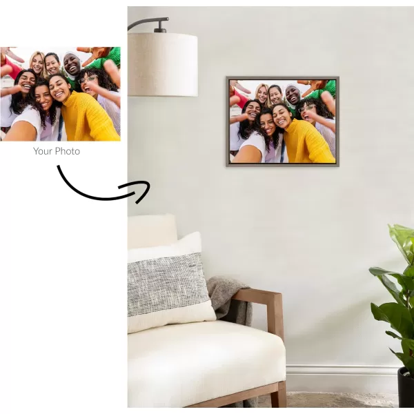 Kate and Laurel Sylvie Custom Printed Framed Canvas Wall Art 33x23 Dark Gray Personal Canvas Print with Your Photos for Bedroom or Living Room Gallery Wall Decor  Printed and Hand Framed in the USAGray