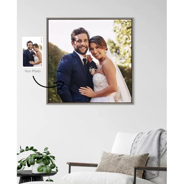 Kate and Laurel Sylvie Custom Printed Framed Canvas Wall Art 33x23 Dark Gray Personal Canvas Print with Your Photos for Bedroom or Living Room Gallery Wall Decor  Printed and Hand Framed in the USAGray