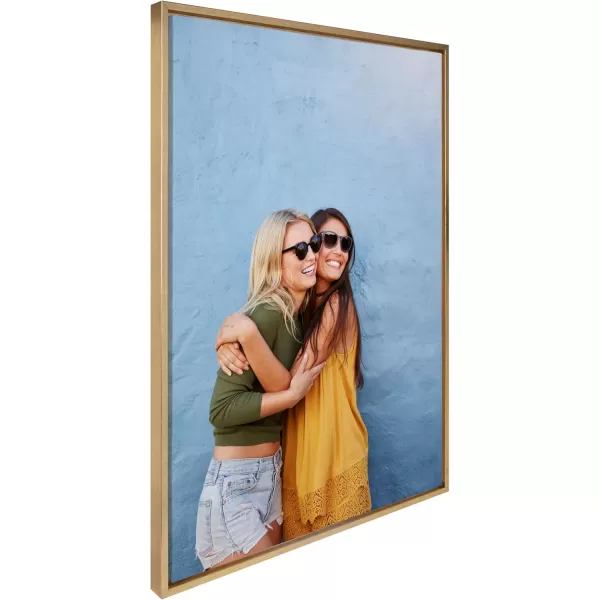 Kate and Laurel Sylvie Custom Printed Framed Canvas Wall Art 33x23 Dark Gray Personal Canvas Print with Your Photos for Bedroom or Living Room Gallery Wall Decor  Printed and Hand Framed in the USABright Gold