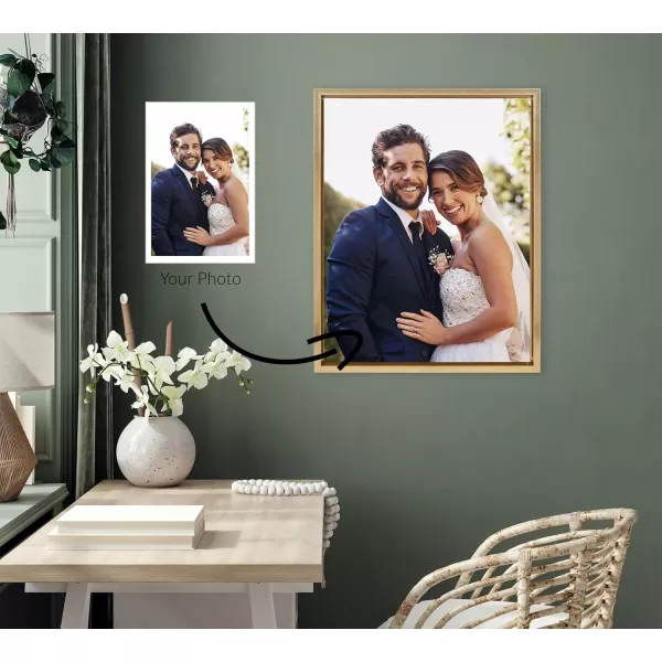Kate and Laurel Sylvie Custom Printed Framed Canvas Wall Art 33x23 Dark Gray Personal Canvas Print with Your Photos for Bedroom or Living Room Gallery Wall Decor  Printed and Hand Framed in the USABright Gold