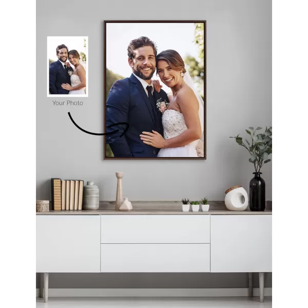 Kate and Laurel Sylvie Custom Printed Framed Canvas Wall Art 33x23 Dark Gray Personal Canvas Print with Your Photos for Bedroom or Living Room Gallery Wall Decor  Printed and Hand Framed in the USABrown