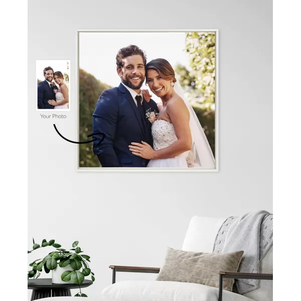 Kate and Laurel Sylvie Custom Printed Framed Canvas Wall Art 33x23 Dark Gray Personal Canvas Print with Your Photos for Bedroom or Living Room Gallery Wall Decor  Printed and Hand Framed in the USAWhite