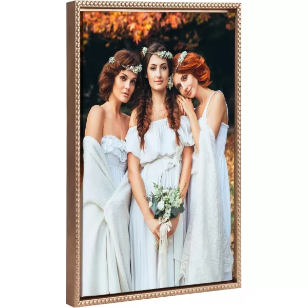Kate and Laurel Sylvie Custom Printed Framed Canvas Wall Art 33x23 Dark Gray Personal Canvas Print with Your Photos for Bedroom or Living Room Gallery Wall Decor  Printed and Hand Framed in the USABeaded Gold